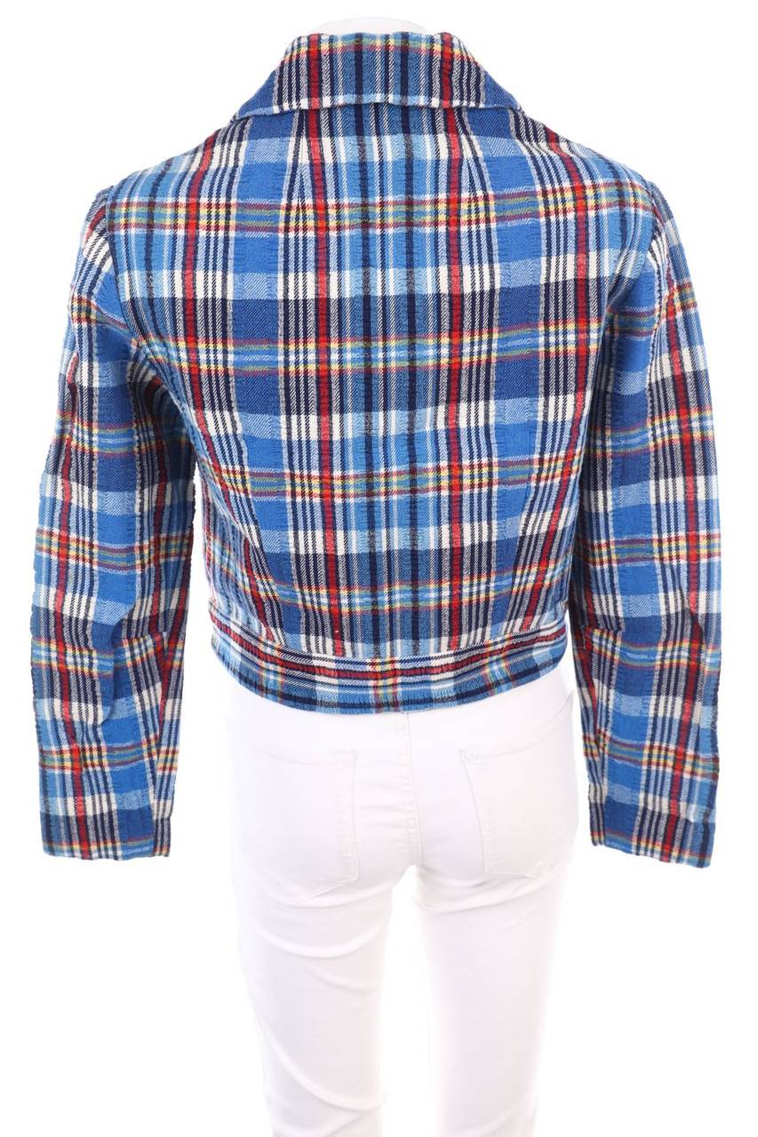 Carou VINTAGE Cropped-Jacke mit Tartan-Muster Schlussverkauf