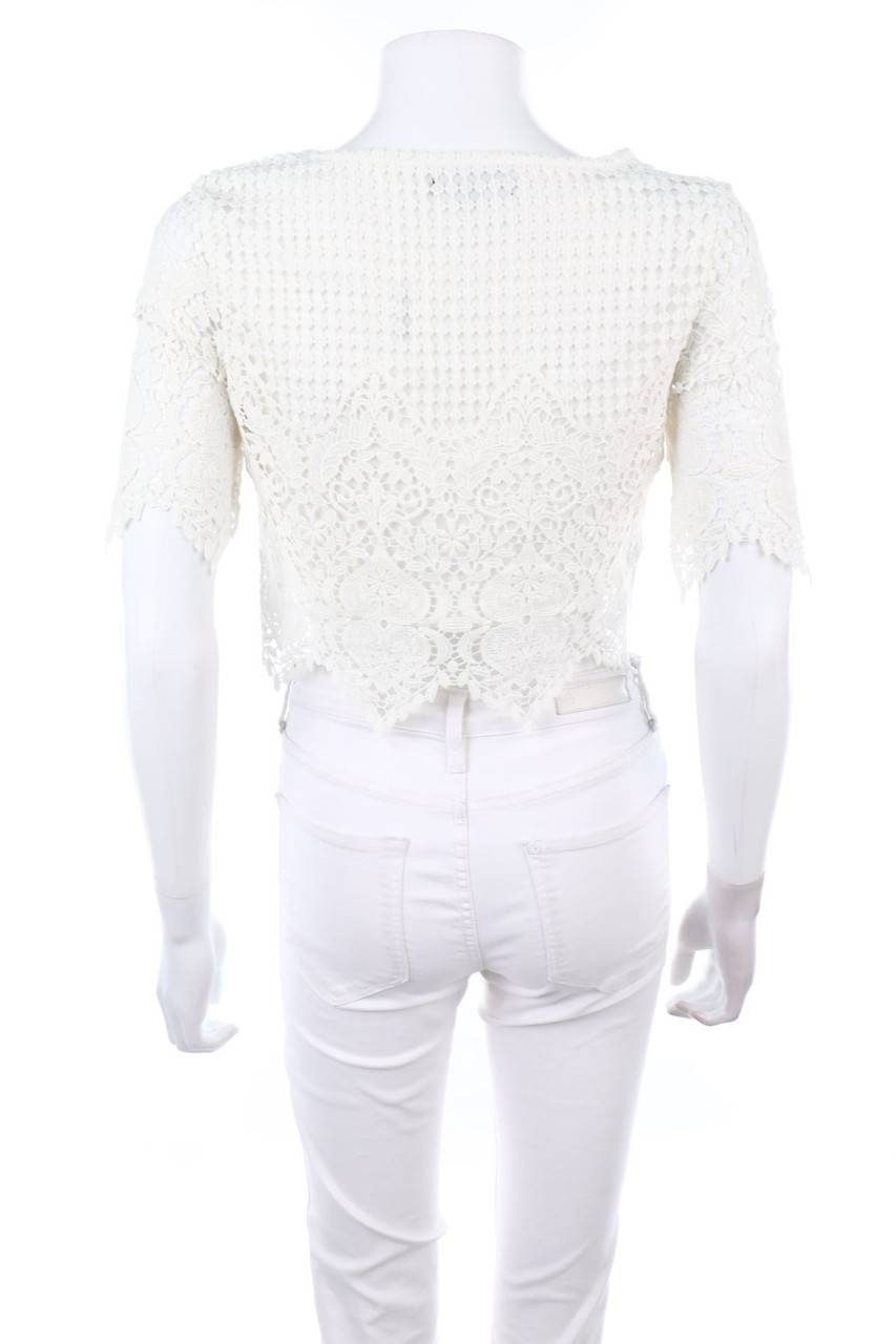 Carou NEW LOOK Cropped-Kurzarm-Bluse aus Spitze Nur noch ein Tag übrig