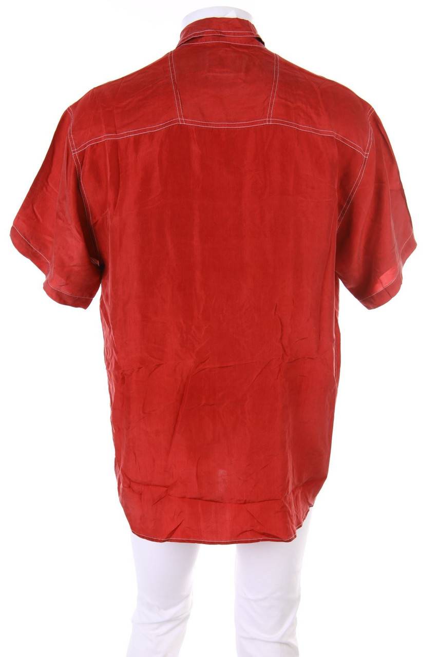 Carou VINTAGE Kurzarm-Hemd Casual uni aus Seide mit aufgesetzten Taschen Online Shopping