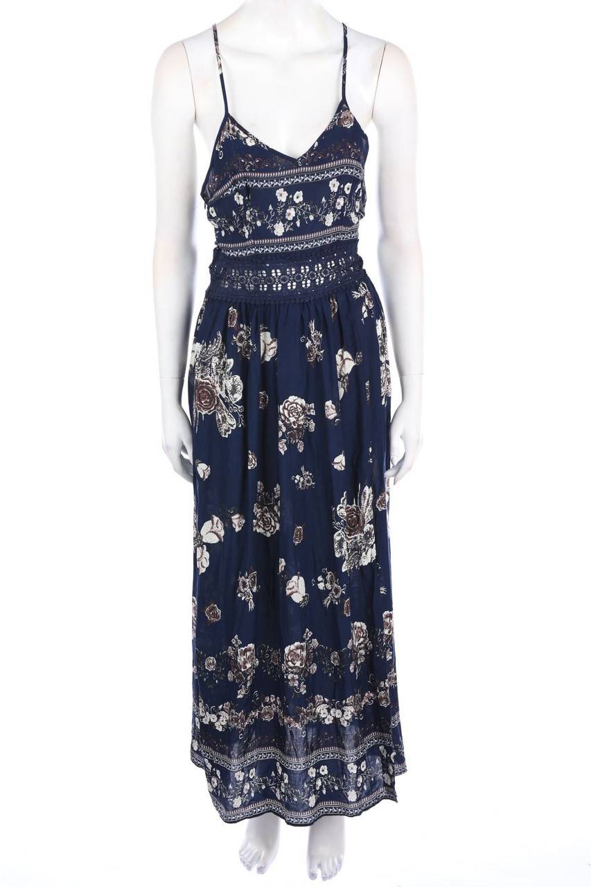 Carou SHEIN Maxi-Kleid aus Jersey mit Spitzen-Einsatz