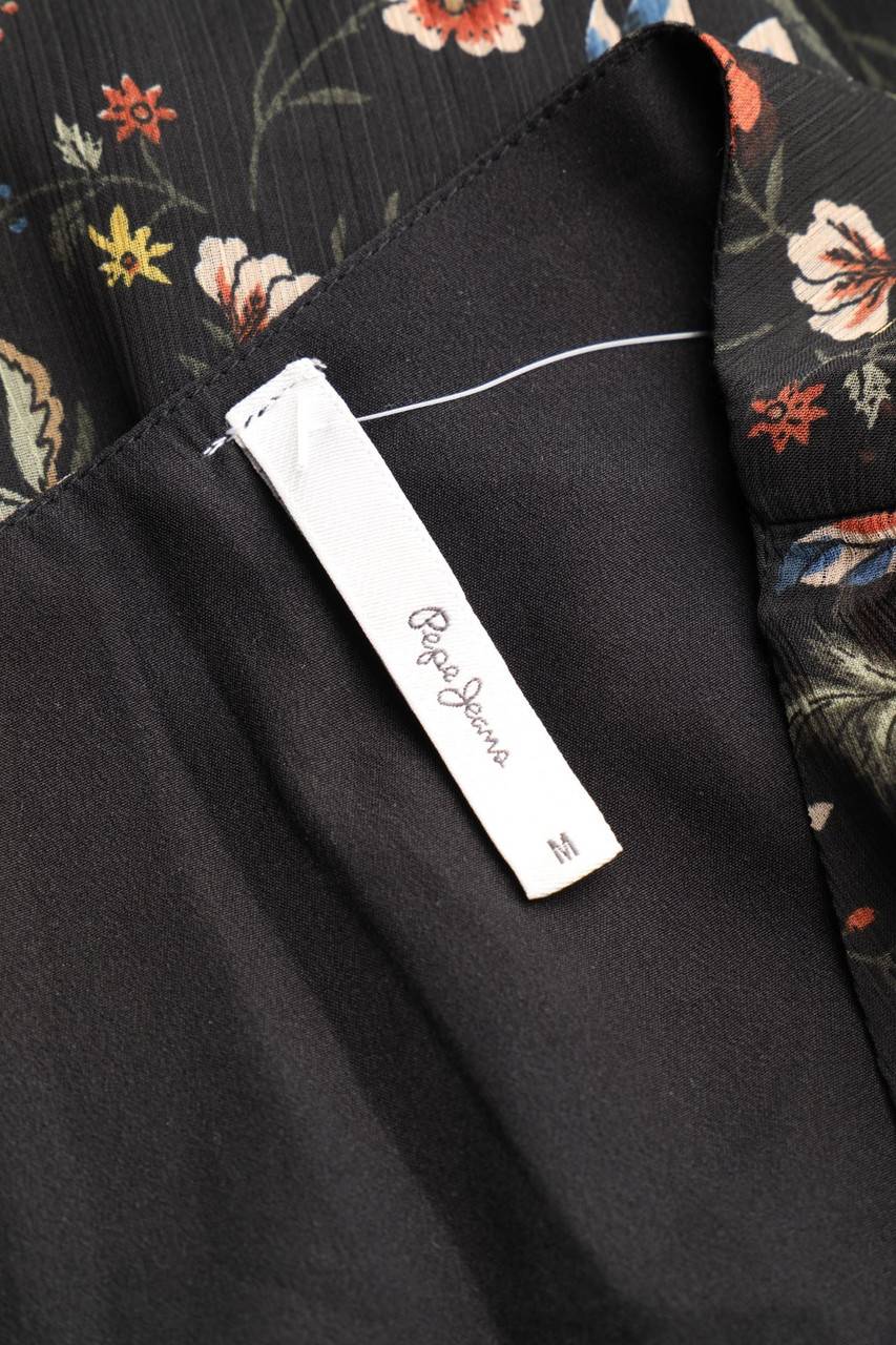 Carou Pepe Jeans Chiffon-Midikleid in Wickel-Optik mit floralem Muster Weihnachtsangebot