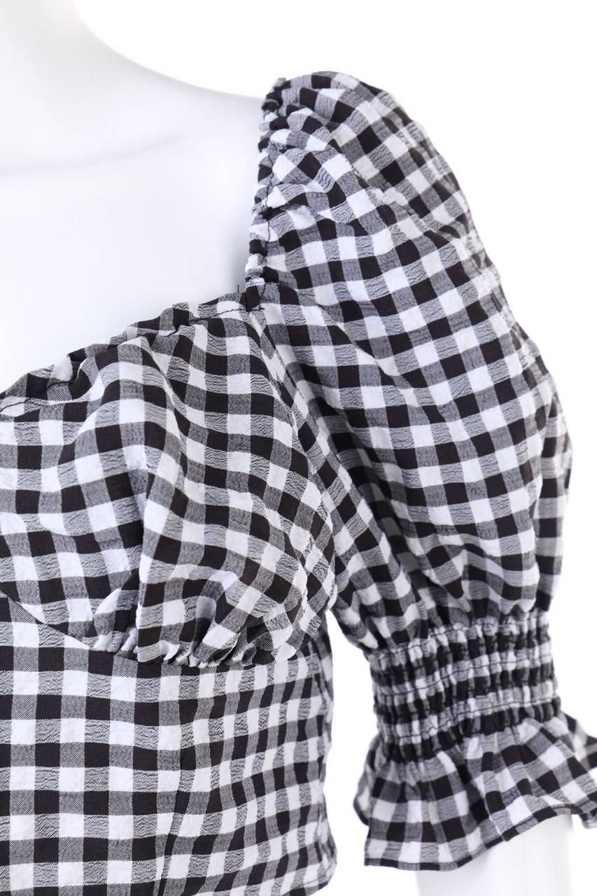 Carou H&M DIVIDED Cropped-Kurzarm-Bluse mit Puffärmeln Letzte 2 Tage