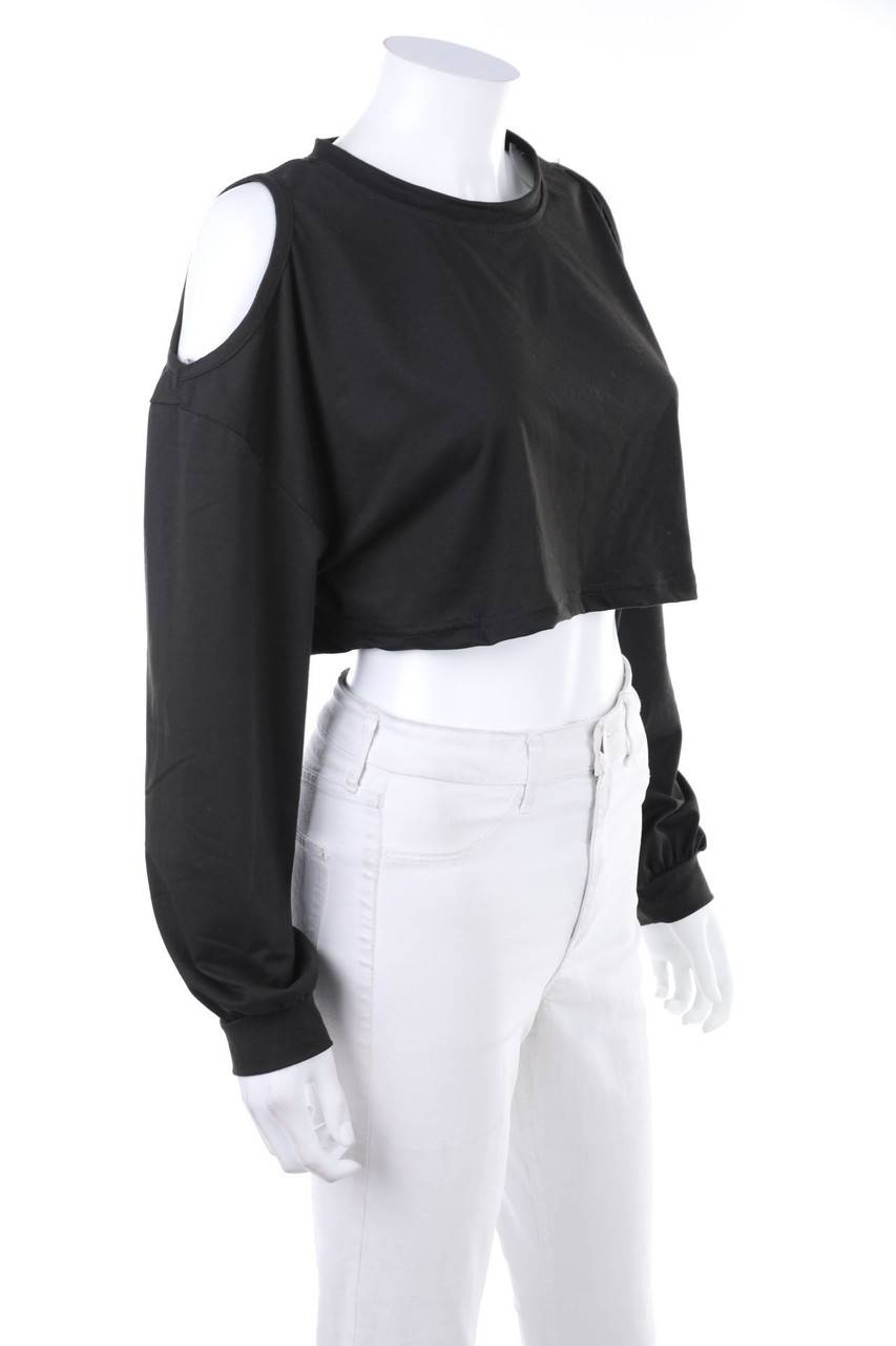 Carou Ohne Label Cold-Shoulder-Cropped-Shirt mit langem Ärmel Nur noch ein Tag übrig