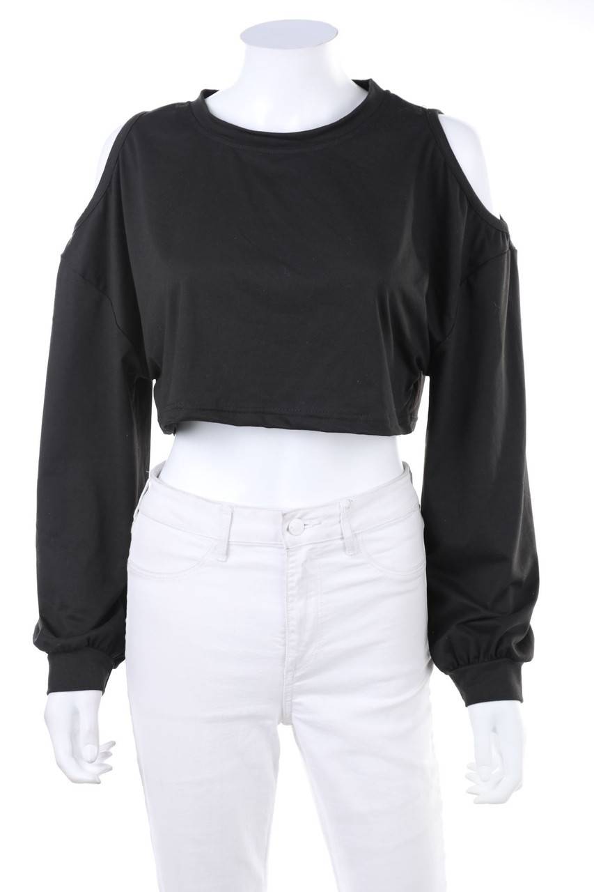 Carou Ohne Label Cold-Shoulder-Cropped-Shirt mit langem Ärmel Nur noch ein Tag übrig