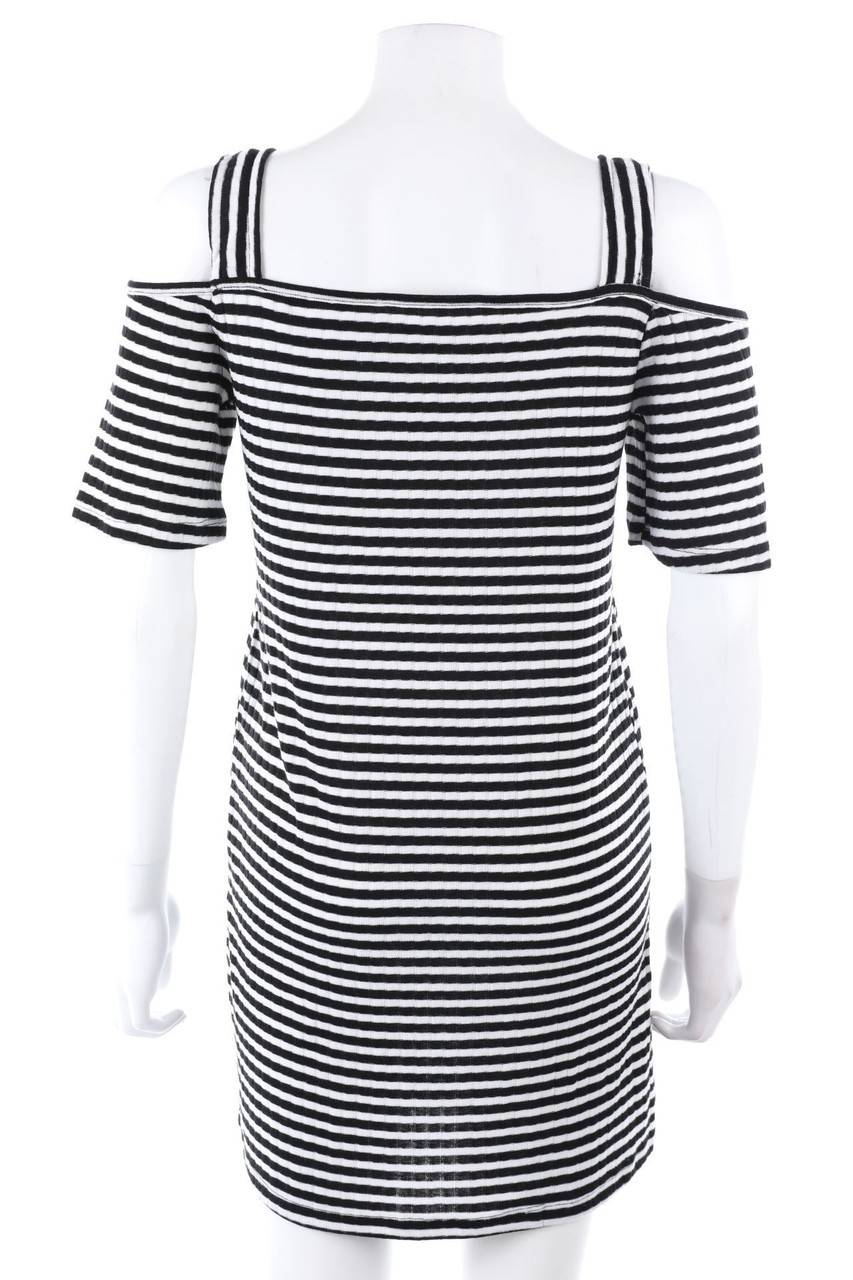 Carou Ohne Label Cold-Shoulder-Streifen-Minikleid mit Knöpfen Neuheiten