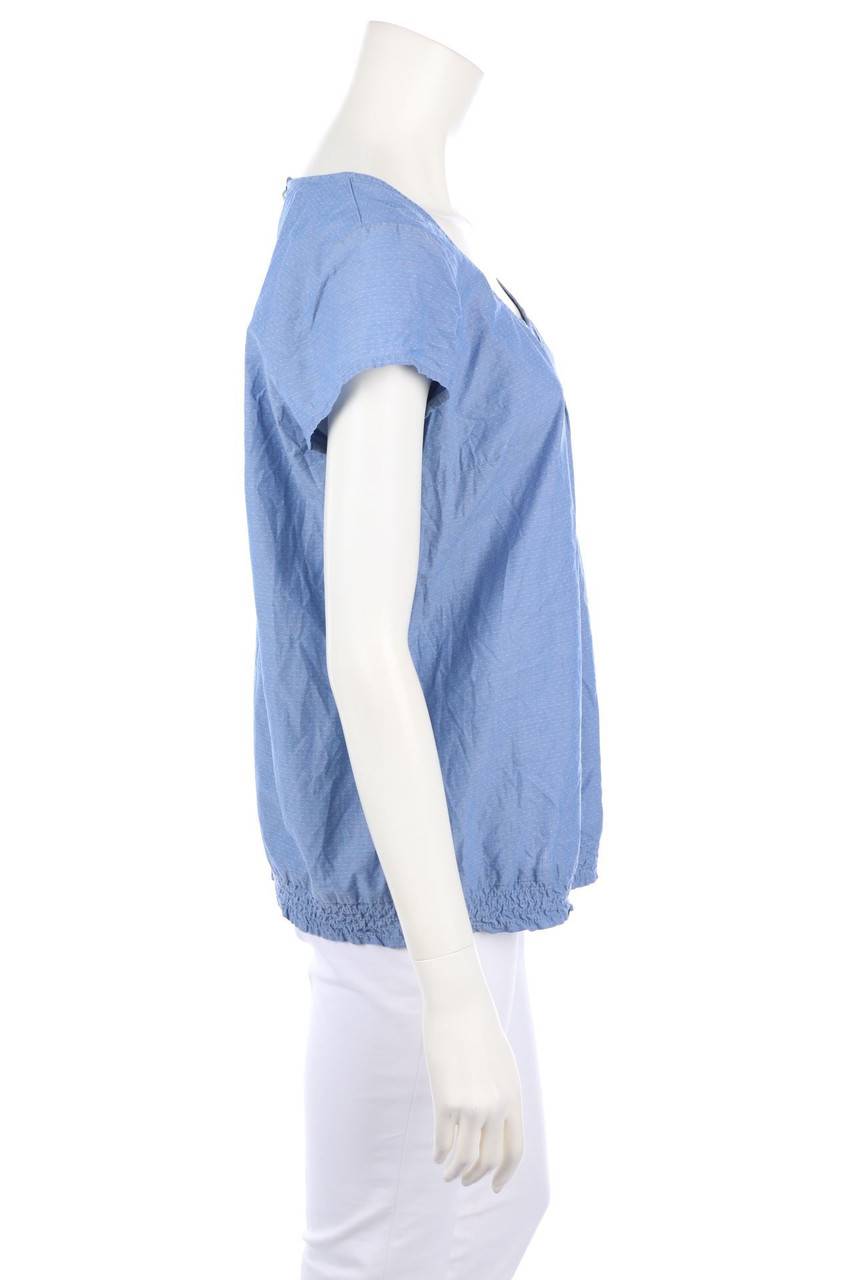 Carou OPUS Kurzarm-Bluse mit Smok-Details Kostenloser Versand international