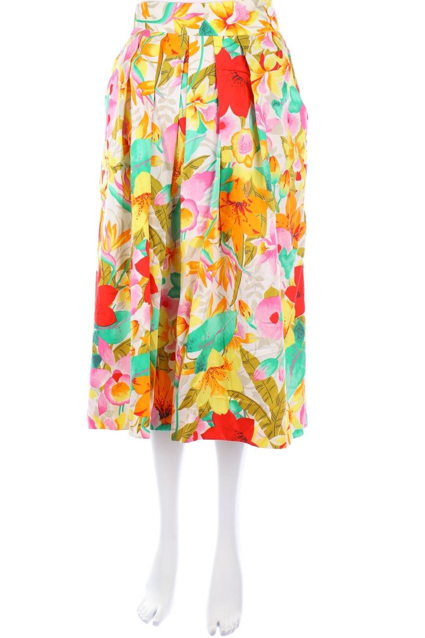 Carou VINTAGE Vintage-Midirock mit Blumen-Print Neueste Mode