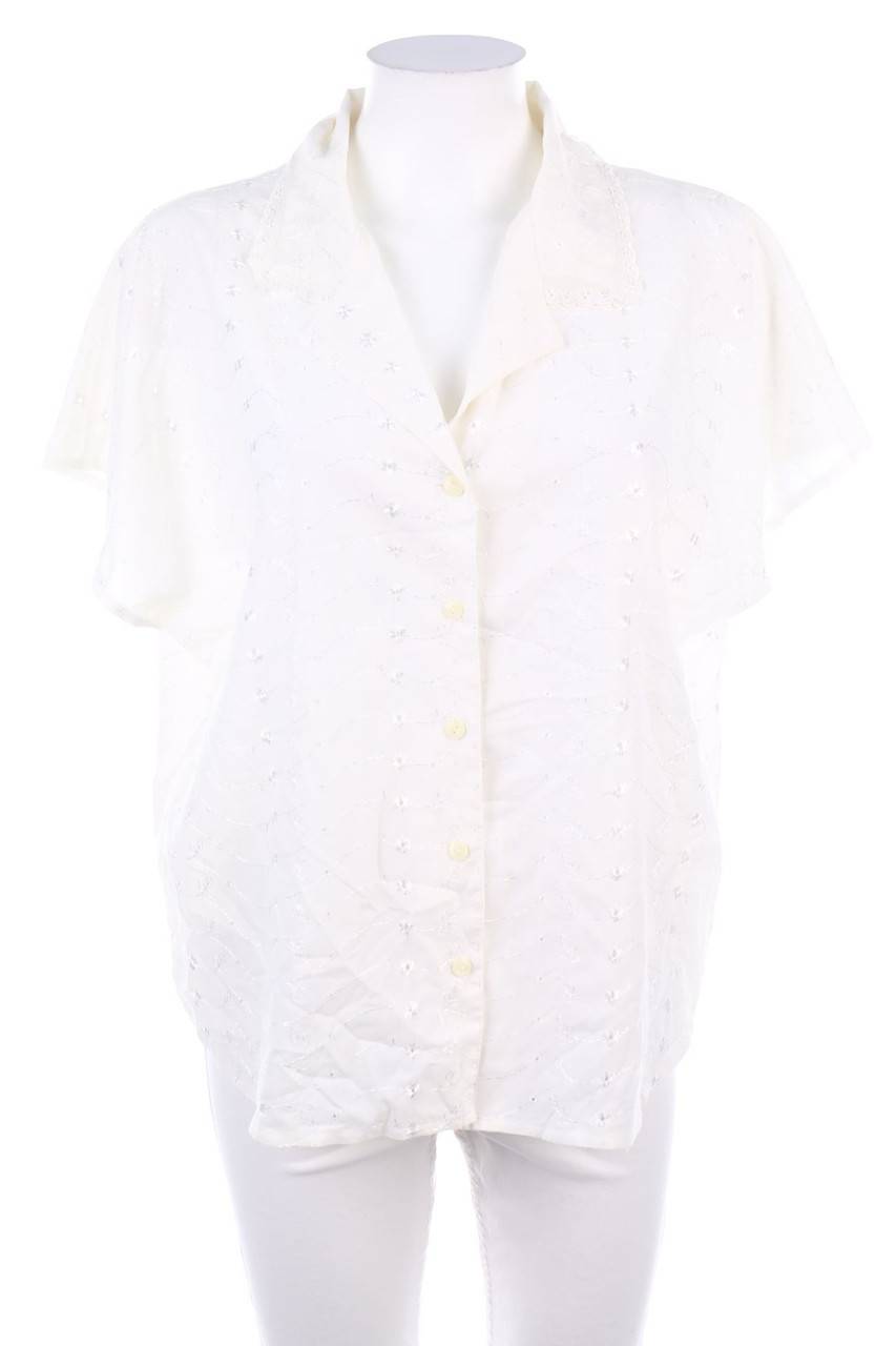 Carou C&A Vintage-Kurzarm-Bluse aus Lochspitze Sonderangebot der Fabrik