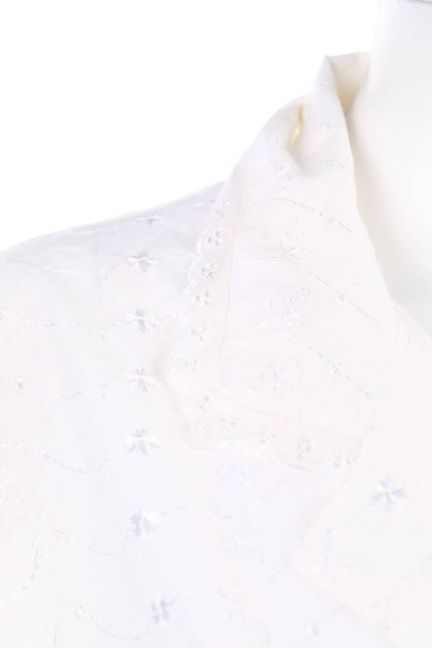 Carou C&A Vintage-Kurzarm-Bluse aus Lochspitze Sonderangebot der Fabrik
