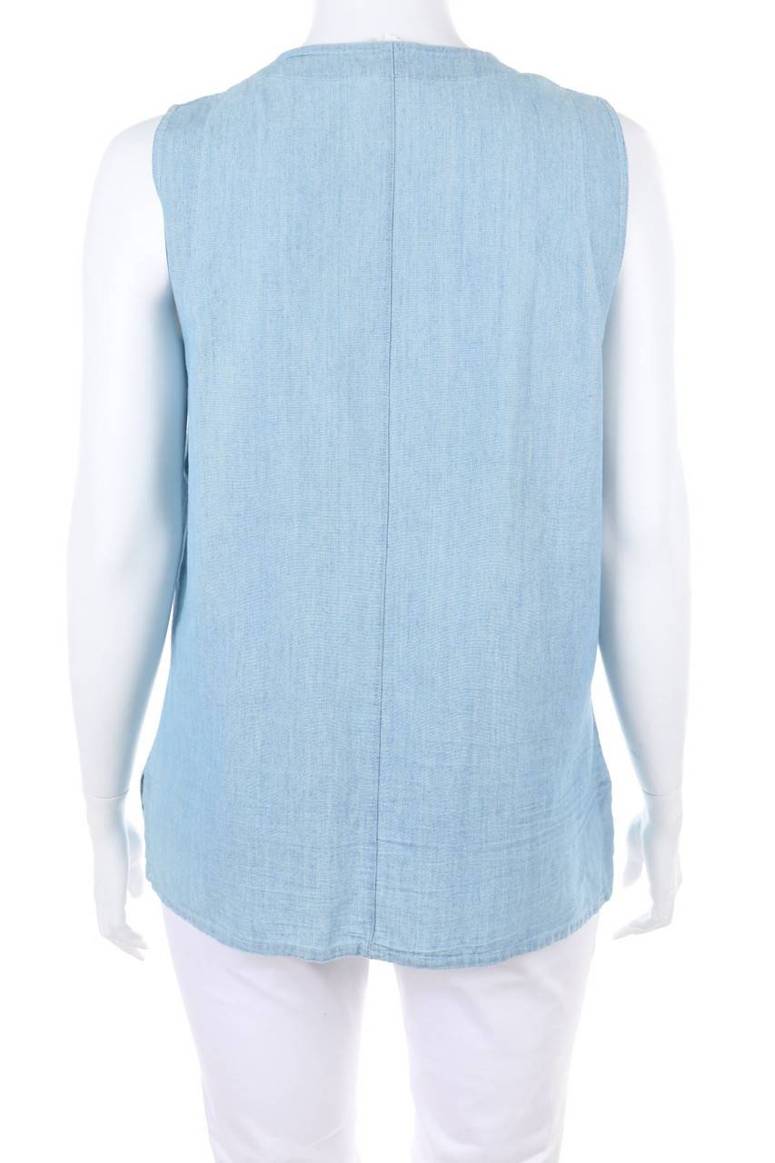 Carou VINTAGE Blusentop in Denim-Optik mit aufgesetzten Taschen Rabatt