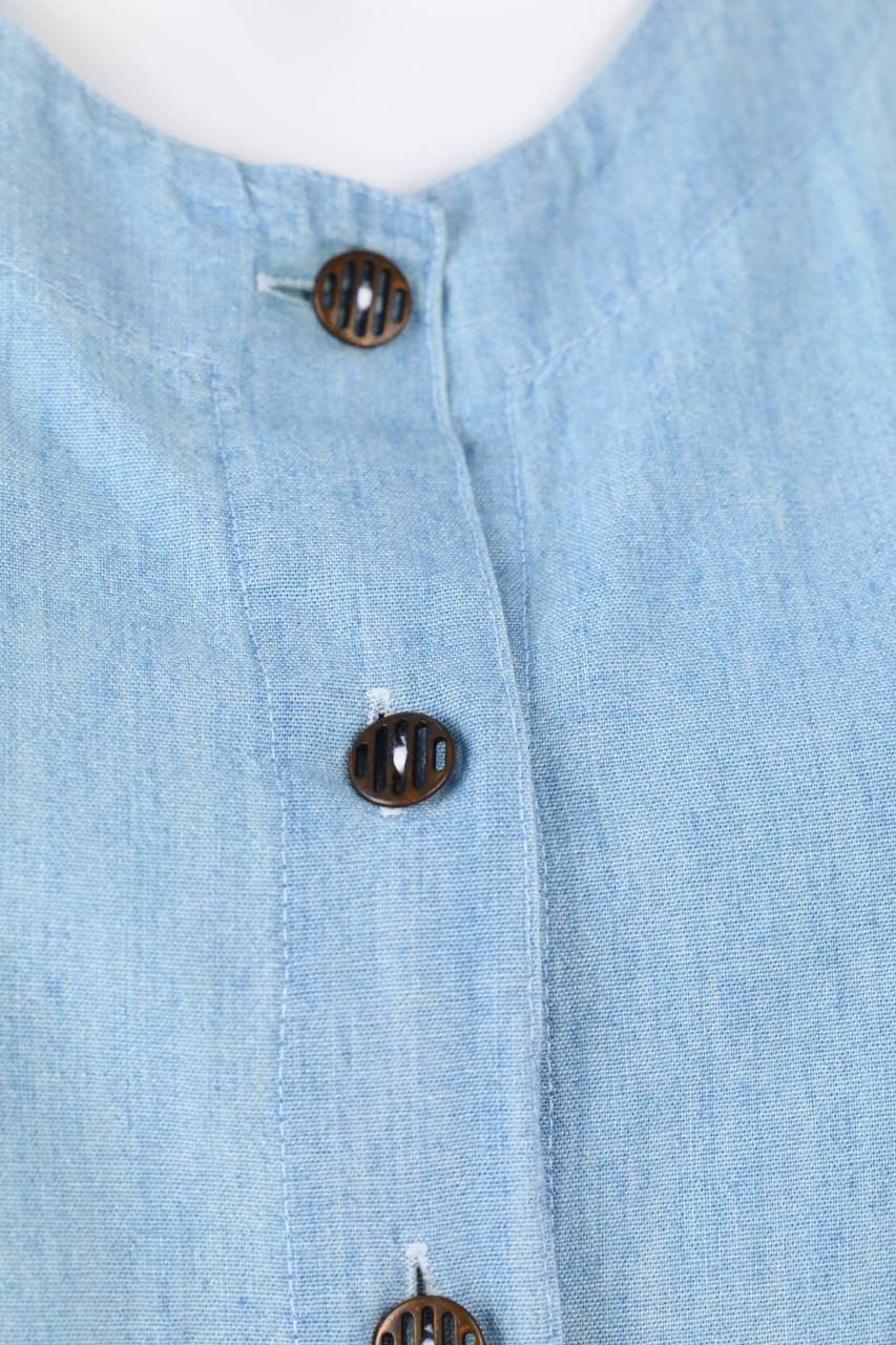Carou VINTAGE Blusentop in Denim-Optik mit aufgesetzten Taschen Rabatt