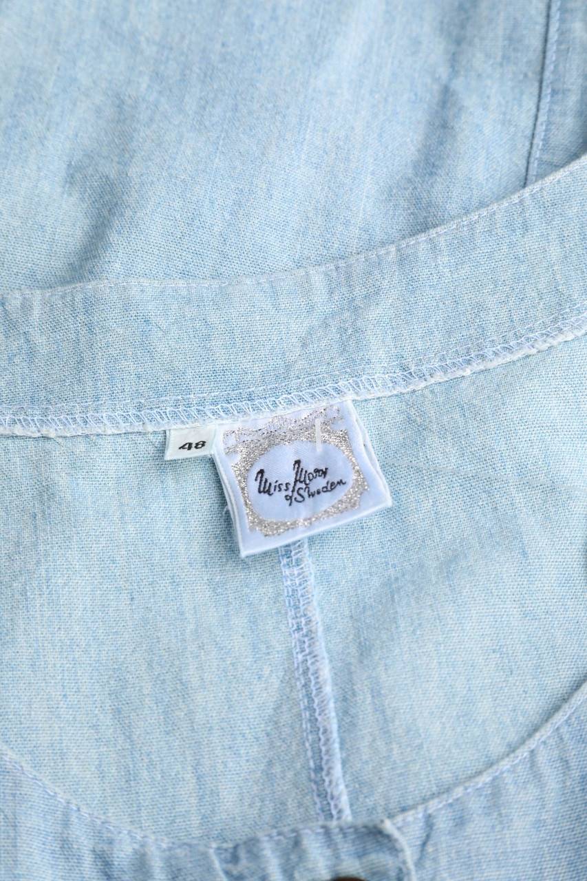 Carou VINTAGE Blusentop in Denim-Optik mit aufgesetzten Taschen Rabatt