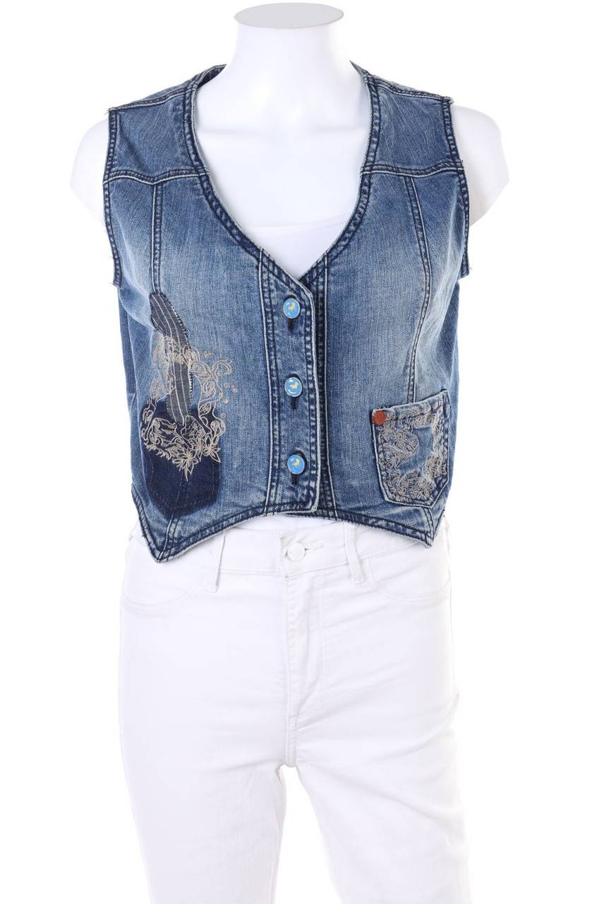 Carou Lois Denim-Weste mit Stickereien Muttertagsangebot