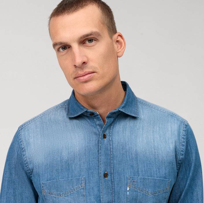 Oblymp CasualFreizeithemd, regular fit, Kent, Blau Im Verkauf