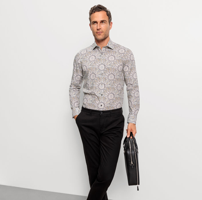 Oblymp Level FiveBusinesshemd, body fit, New York Kent, Oliv Auslauf
