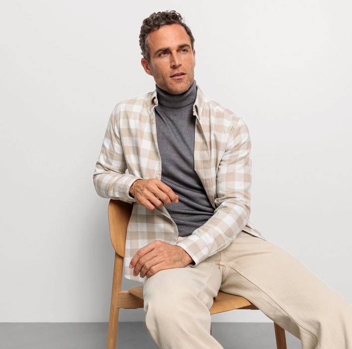 Oblymp Casual, Freizeithemd, regular fit, Button-down, Beige Heißer Verkauf