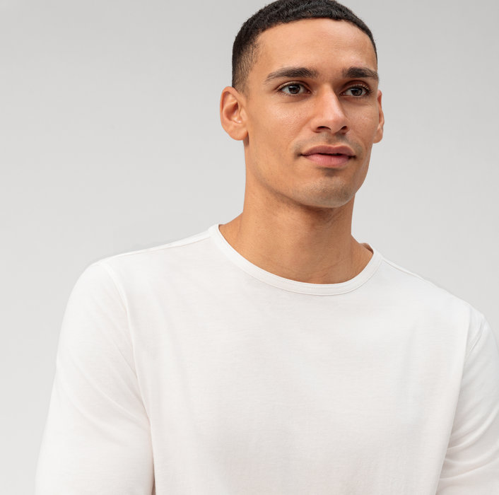 Oblymp Casual Wirk, Longsleeve, Off White Großer Ausverkauf