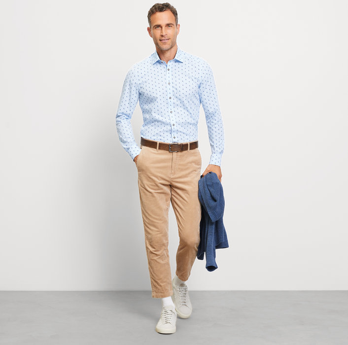 Oblymp Level Five, Businesshemd, body fit, New York Kent, Bleu Sonderangebote