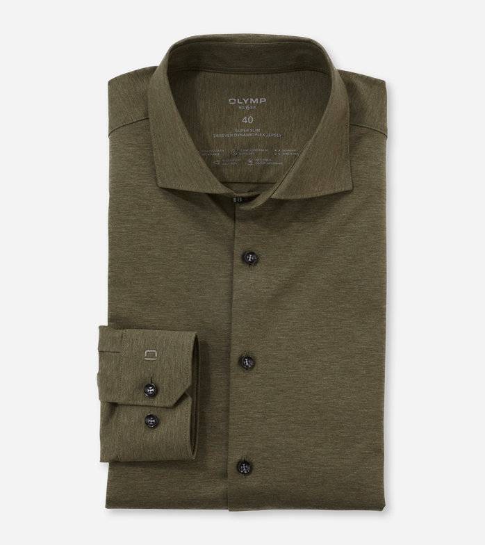 Oblymp No. Six 24/Seven, Businesshemd, super slim, Kent, Oliv Fabrik Onlineshop