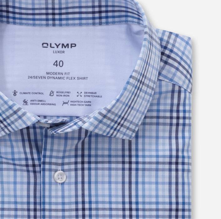 Oblymp Luxor 24/Seven, Businesshemd, modern fit, Global Kent, Bleu Bestseller