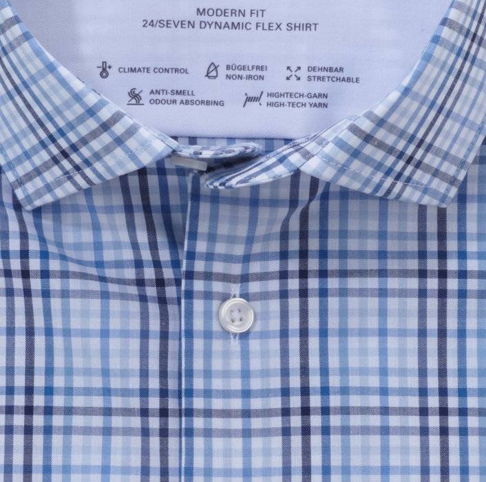 Oblymp Luxor 24/Seven, Businesshemd, modern fit, Global Kent, Bleu Bestseller