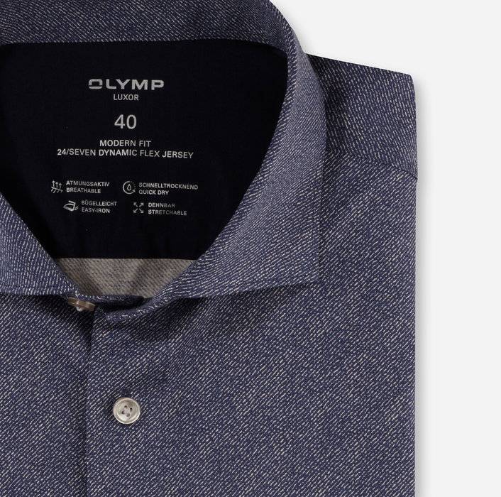 Oblymp Luxor 24/Seven, Businesshemd, modern fit, Kent, Marine Tiefpreis