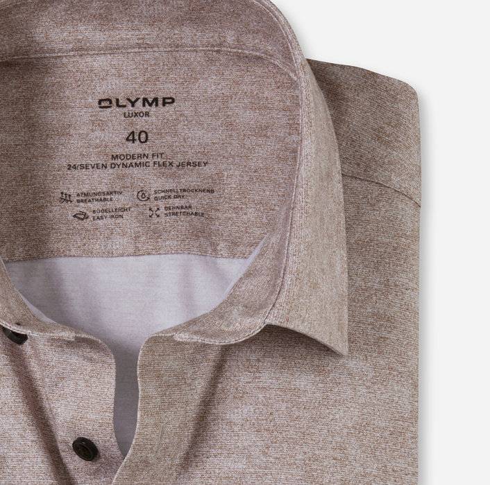 Oblymp Luxor 24/Seven, Businesshemd, modern fit, New Kent, Braun Auslauf
