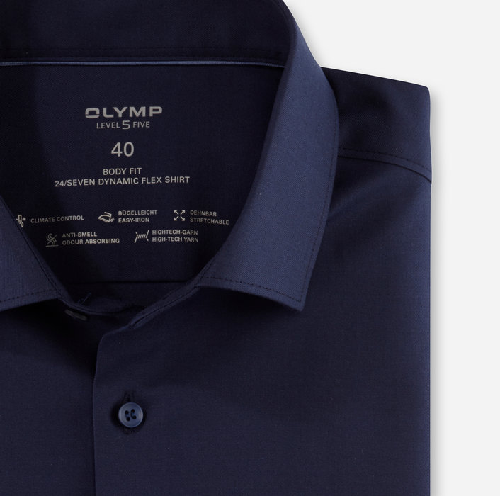 Oblymp Level Five 24/Seven, Businesshemd, body fit, Modern Kent, Marine Versandkostenfrei