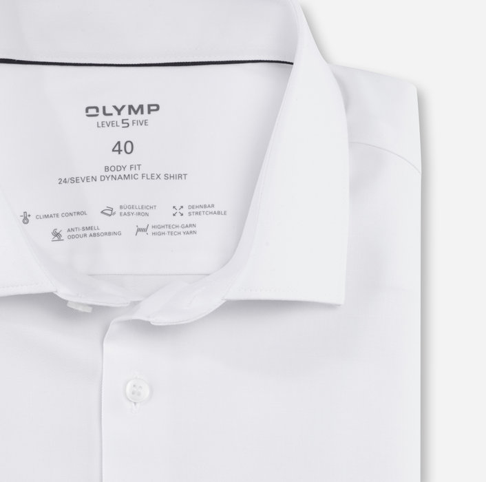 Oblymp Level Five 24/Seven, Businesshemd, body fit, Modern Kent, Weiß Flash Sale