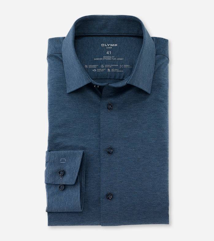 Oblymp Luxor 24/Seven, Businesshemd, modern fit, New Kent, Rauchblau