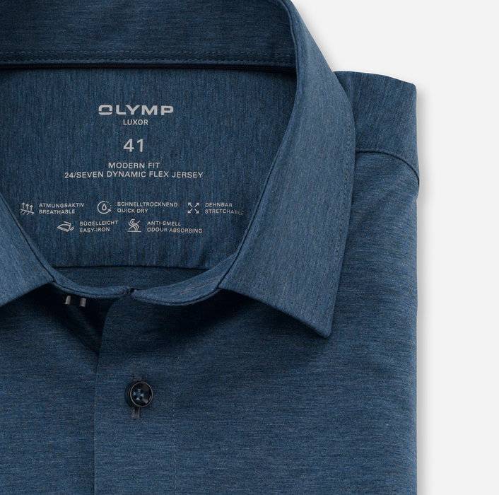 Oblymp Luxor 24/Seven, Businesshemd, modern fit, New Kent, Rauchblau Clearance-Verkauf