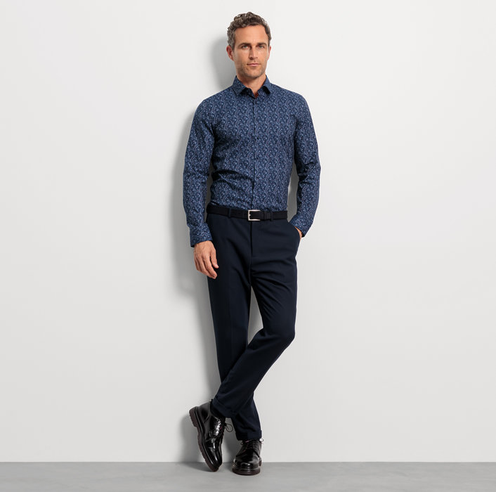 Oblymp No. Six, Businesshemd, super slim, Modern Kent, Marine Günstiger Verkauf
