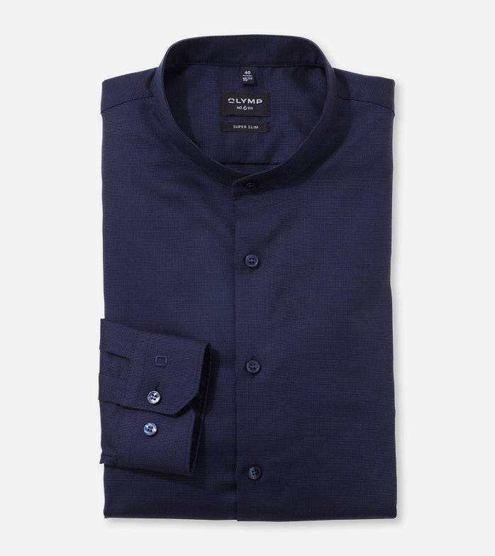 Oblymp No. Six, Businesshemd, super slim, Stehkragen, Marine Limitierter Zeitrabatt