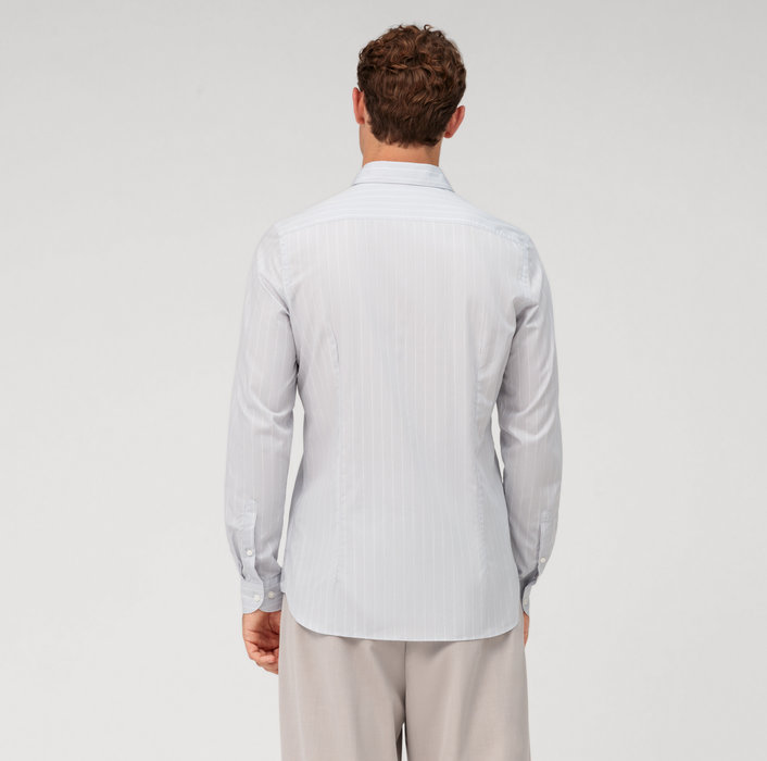 Oblymp Level Five garment washed, Businesshemd, body fit, Kent, Silbergrau Exklusivangebot