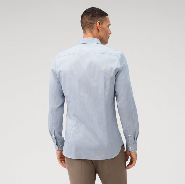 Oblymp Level Five garment washed, Businesshemd, body fit, Kent, Bleu Saisonschlussverkauf