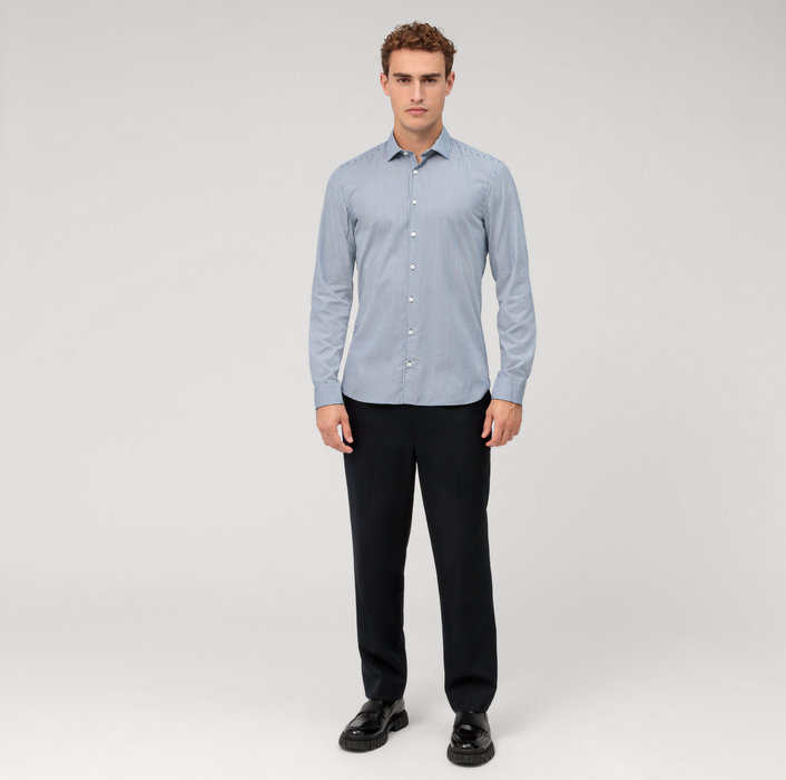 Oblymp Level Five garment washed, Businesshemd, body fit, Kent, Marine Weihnachtsangebot