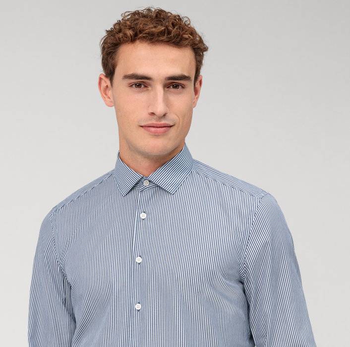 Oblymp Level Five garment washed, Businesshemd, body fit, Kent, Marine Weihnachtsangebot