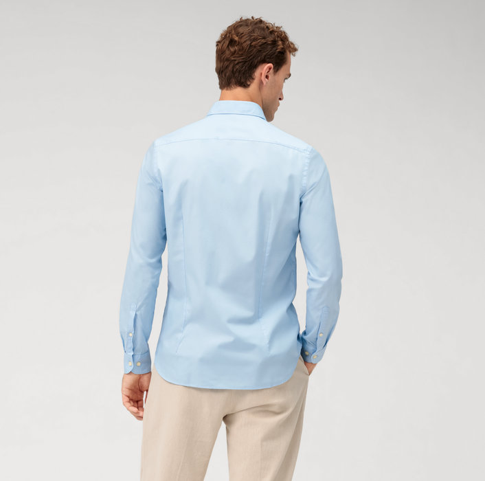 Oblymp Level Five garment washed, Businesshemd, body fit, Kent, Bleu Zeitlich begrenztes Angebot