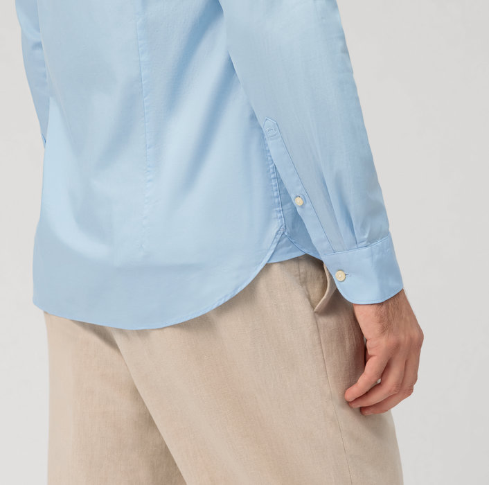 Oblymp Level Five garment washed, Businesshemd, body fit, Kent, Bleu Zeitlich begrenztes Angebot