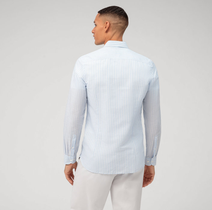 Oblymp Level Five garment washed, Businesshemd, body fit, Haifisch, Bleu Saisonale Angebote