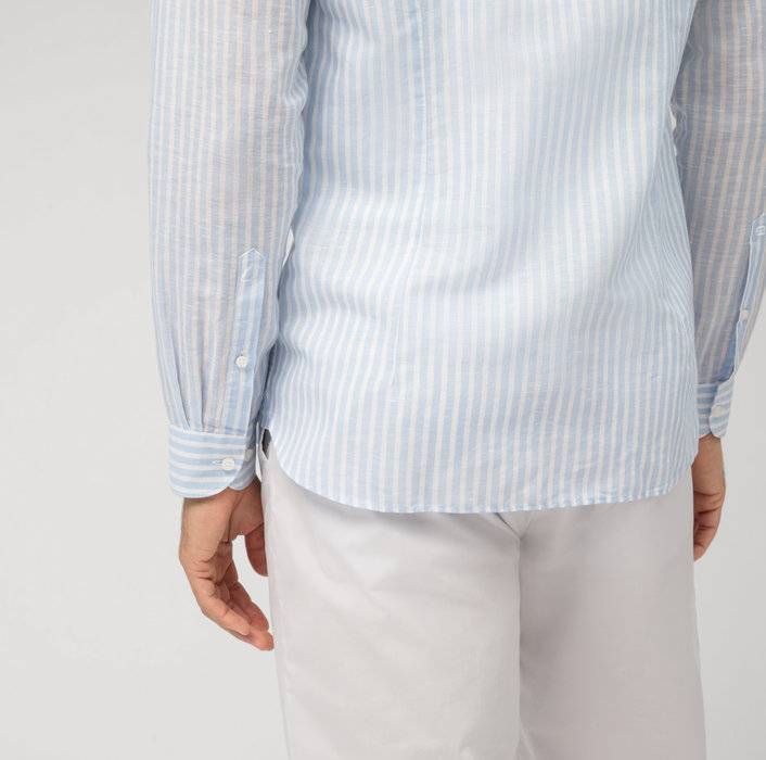 Oblymp Level Five garment washed, Businesshemd, body fit, Haifisch, Bleu Saisonale Angebote