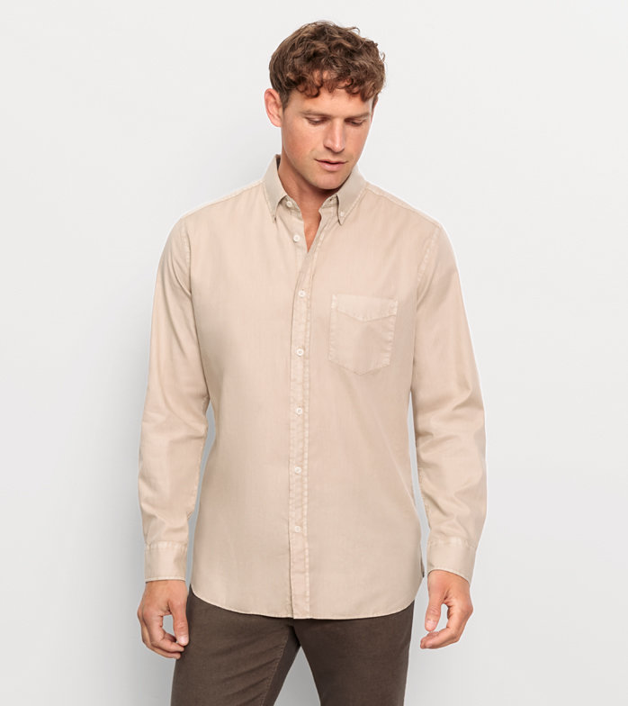 Oblymp Casual, Freizeithemd, regular fit, Button-down, Beige Riesige Rabatte