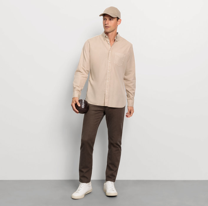 Oblymp Casual, Freizeithemd, regular fit, Button-down, Beige Riesige Rabatte
