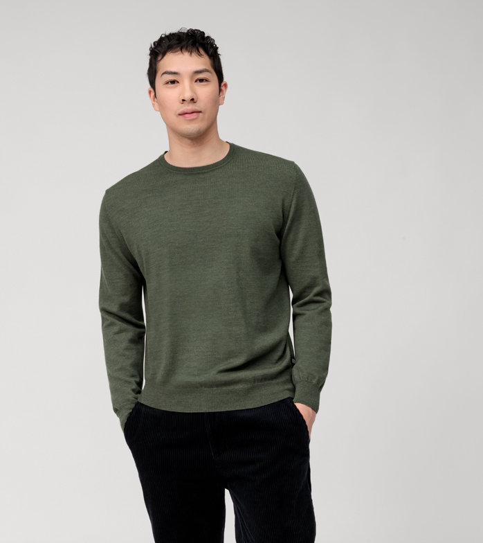 Oblymp Casual Strick, Pullover, Oliv Fabrik Onlineshop