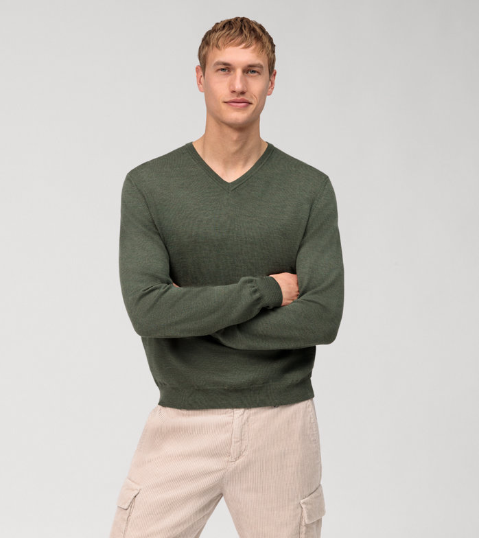 Oblymp Casual Strick, Pullover, Oliv Fabrikpreis