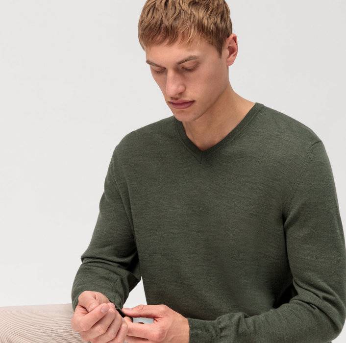 Oblymp Casual Strick, Pullover, Oliv Fabrikpreis