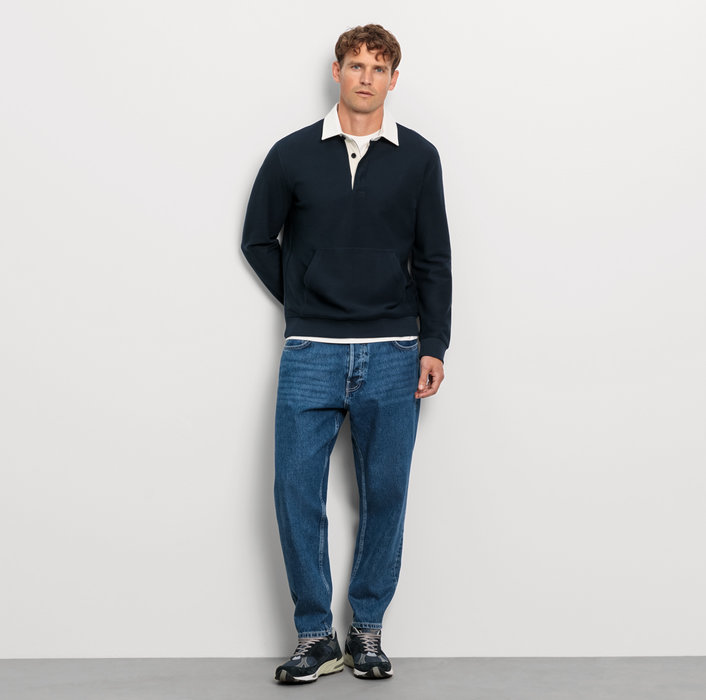 Oblymp Casual Wirk, Polo langarm, Marine Versandkostenfrei
