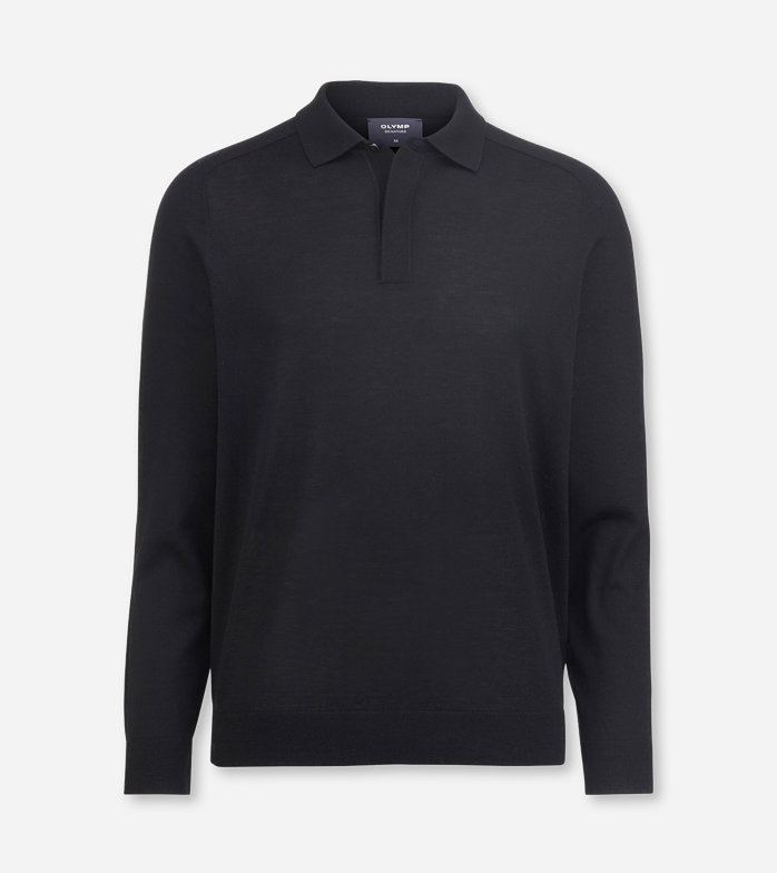 Oblymp SIGNATURE Strick, Polo langarm, Schwarz Preisnachlass