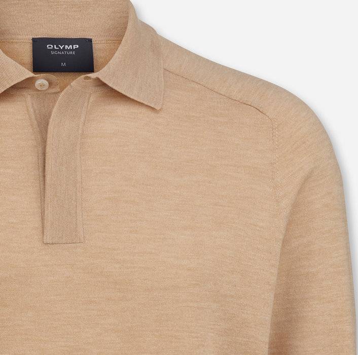 Oblymp SIGNATURE Strick, Polo langarm, Caramel Weihnachtsangebot