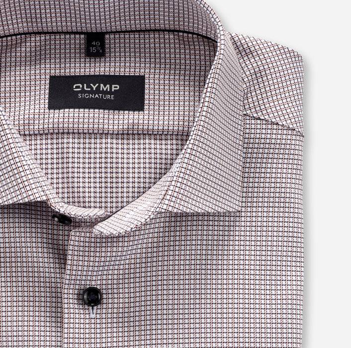 Oblymp SIGNATURE, Businesshemd, tailored fit, SIGNATURE Kent, Rotbraun Kostenloser Versand